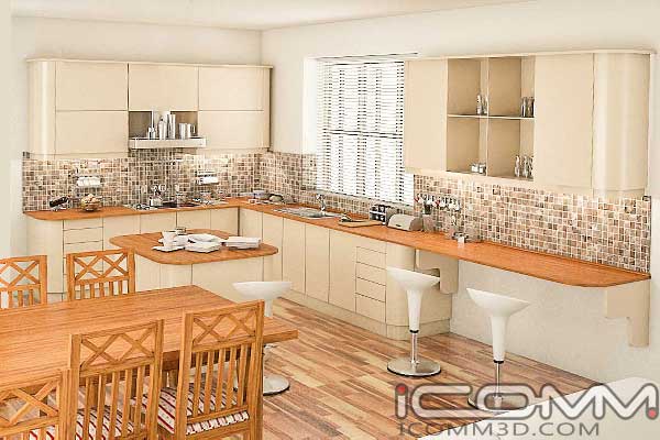 Kitchen interior 3D Rendering